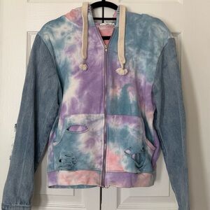 Dance & Marvel Pastel Tie-Dye Denim Hoodie